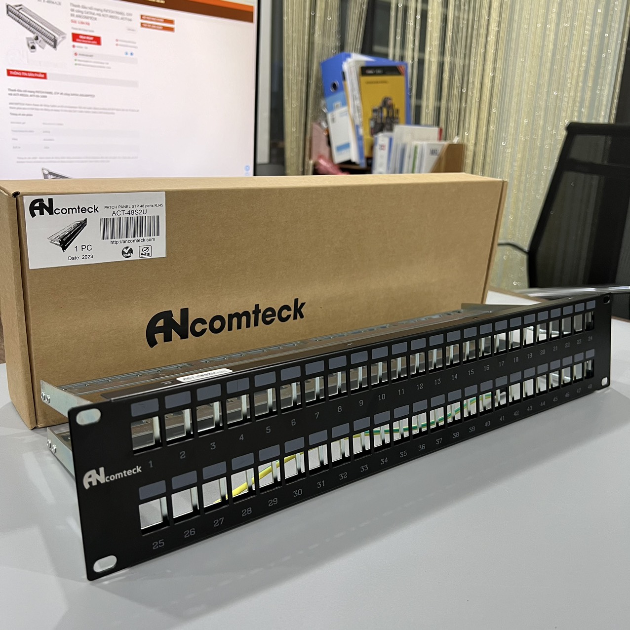 Thanh đấu nối mạng PATCH PANEL STP 48 cổng CAT5E mã ACT-48S2U, ACT-5U-88 ANCOMTECK