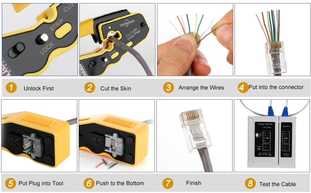 Kìm Bấm Hạt Mạng Xuyên Thấu RJ45 , ACT-TK7066 Ancomteck