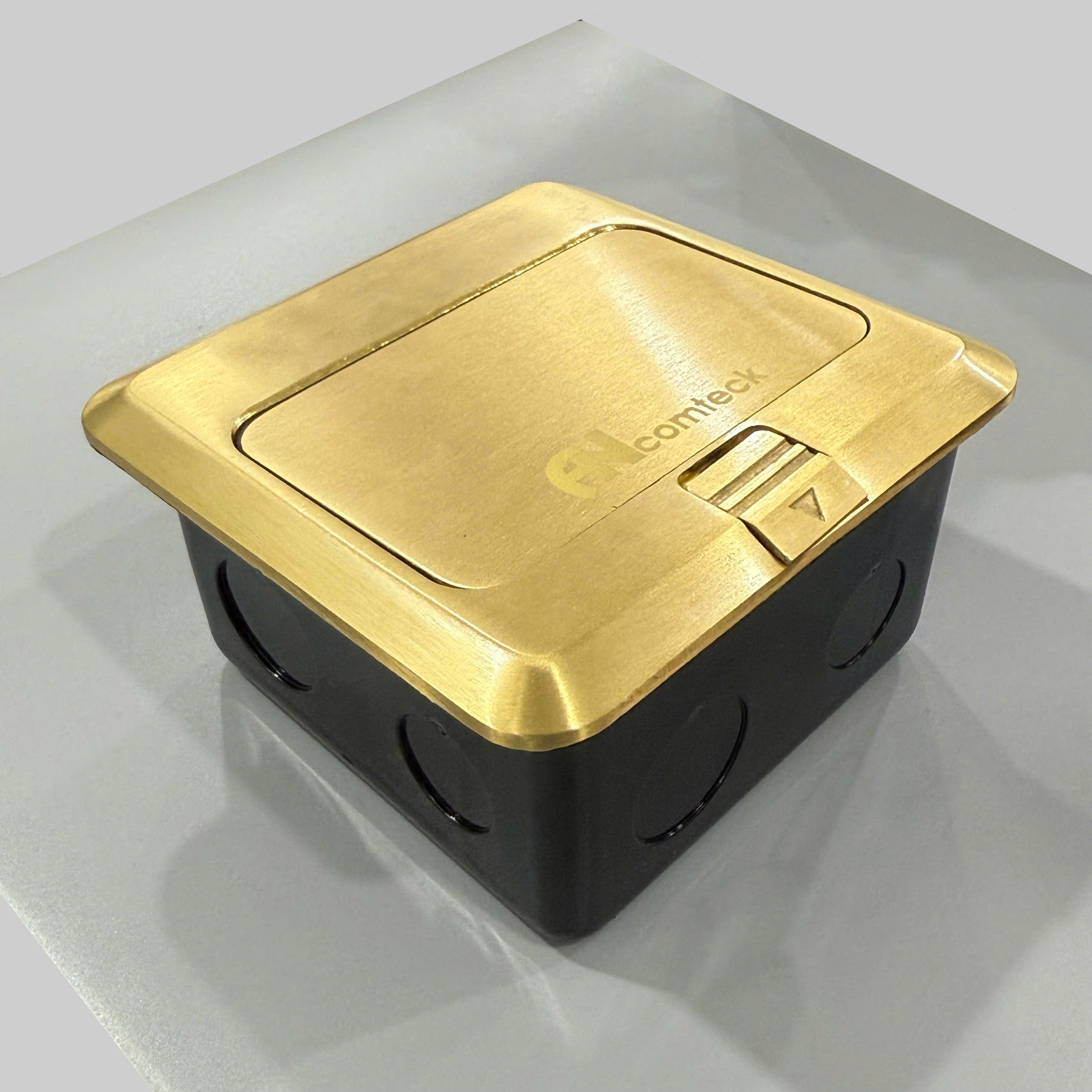 Phân phối Ổ cắm đế Âm Sàn 4 cổng mạng Lan - thoại - HDMI,.. bản màu Vàng- Bạc hãng Ancomteck