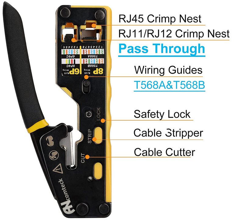 Kìm Bấm Hạt Mạng RJ11/RJ12/RJ45 ANCOM-7060