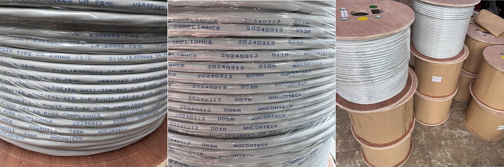 Cáp mạng CAT6A FTP-STP bọc bạc chống nhiễu, ANCOMTECK ACT-BOX305-6AWHITE