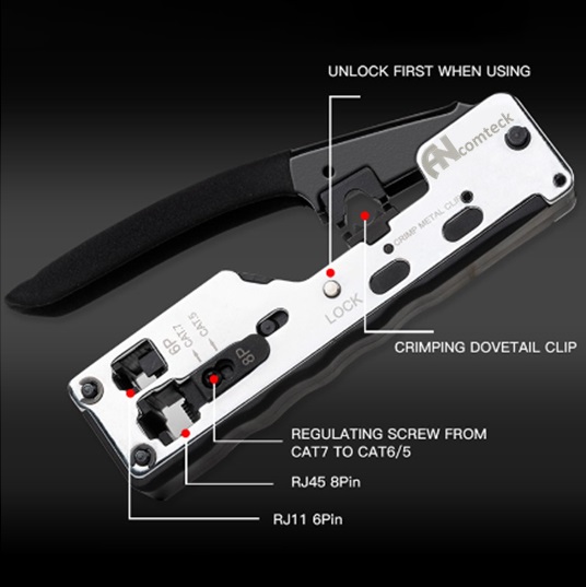 Kìm Bấm Nối Dây Mạng Rj45 Cat7 Cat6A ANCOMTECK 7088