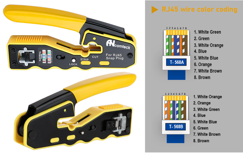 Kìm Bấm Hạt Mạng Xuyên Thấu RJ45 , ACT-TK7066 Ancomteck