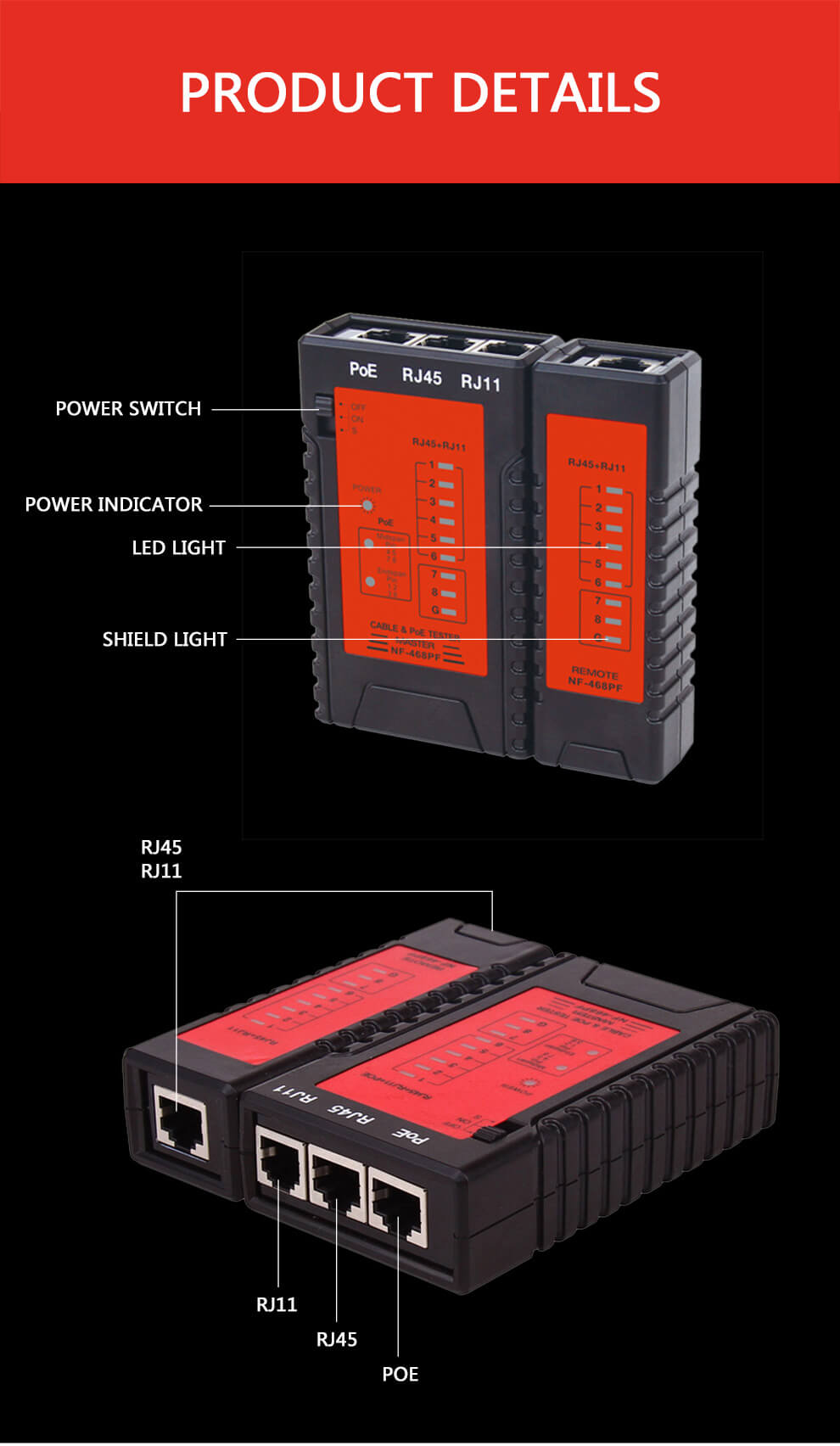 NF-468PF Máy Kiểm Tra Cáp & PoE