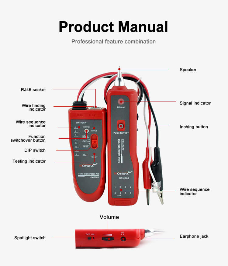 NF-806B / 806R Bộ theo dõi dây cho Cáp RJ45 RJ11 và Truy tìm và định vị dây điện