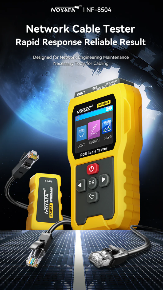 NF-8504 chức năng chính là Kiểm tra Poe, cập nhật từ NF-488, bổ sung kiểm tra độ dài cáp mạng