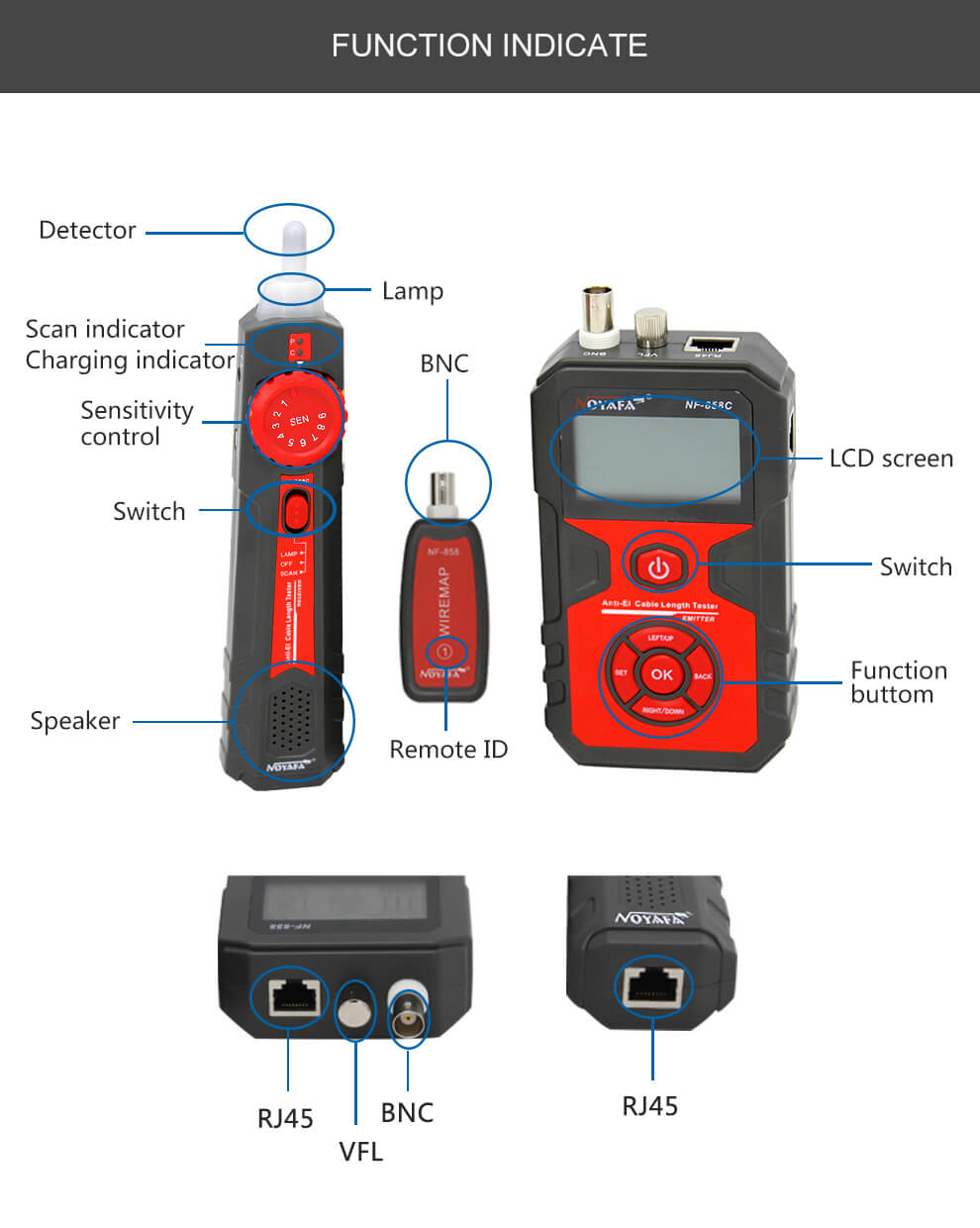 NF-858C  Máy dò & kiểm tra tra mạng, cáp đồng trục BNC và thậm chí cả cáp quang.