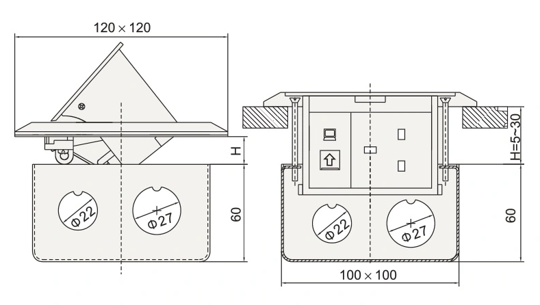 ĐẾ ÂM SÀN LAN 1 cổng mạng lan: ACT-FL005