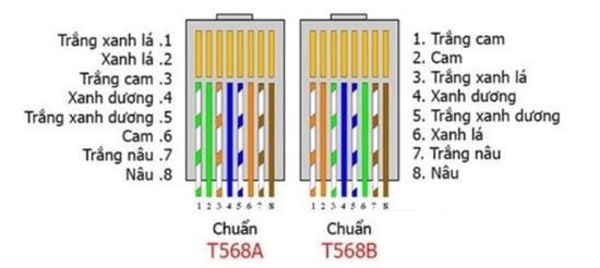 Cách bấm dây mạng chuẩn A hay B