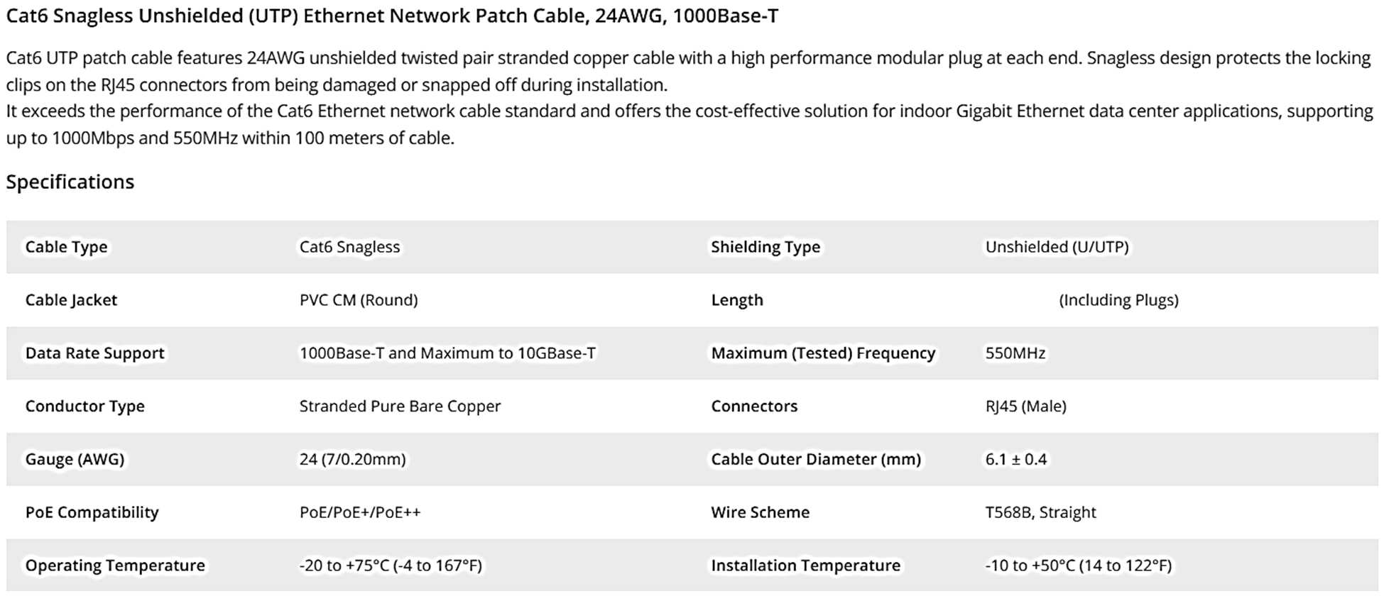 Dây nhảy patch cord 0.25m CAT6 màu vàng - lõi đồng 100%, pass Fluke: ACT-LAN6YL-25CM  ANCOMTECK