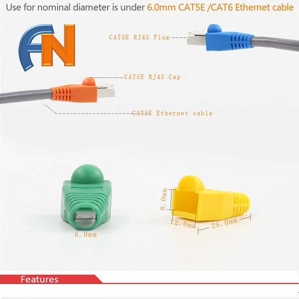 ĐẦU CHỤP MẠNG CAT5E, CAT6 màu xanh  ANCOM-04556RD