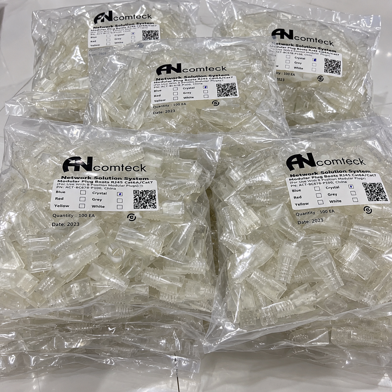 CHỤP MẠNG CAT6A, CAT7, CAT8 ANCOMTECK ACT-BC678-P100 màu trong suốt