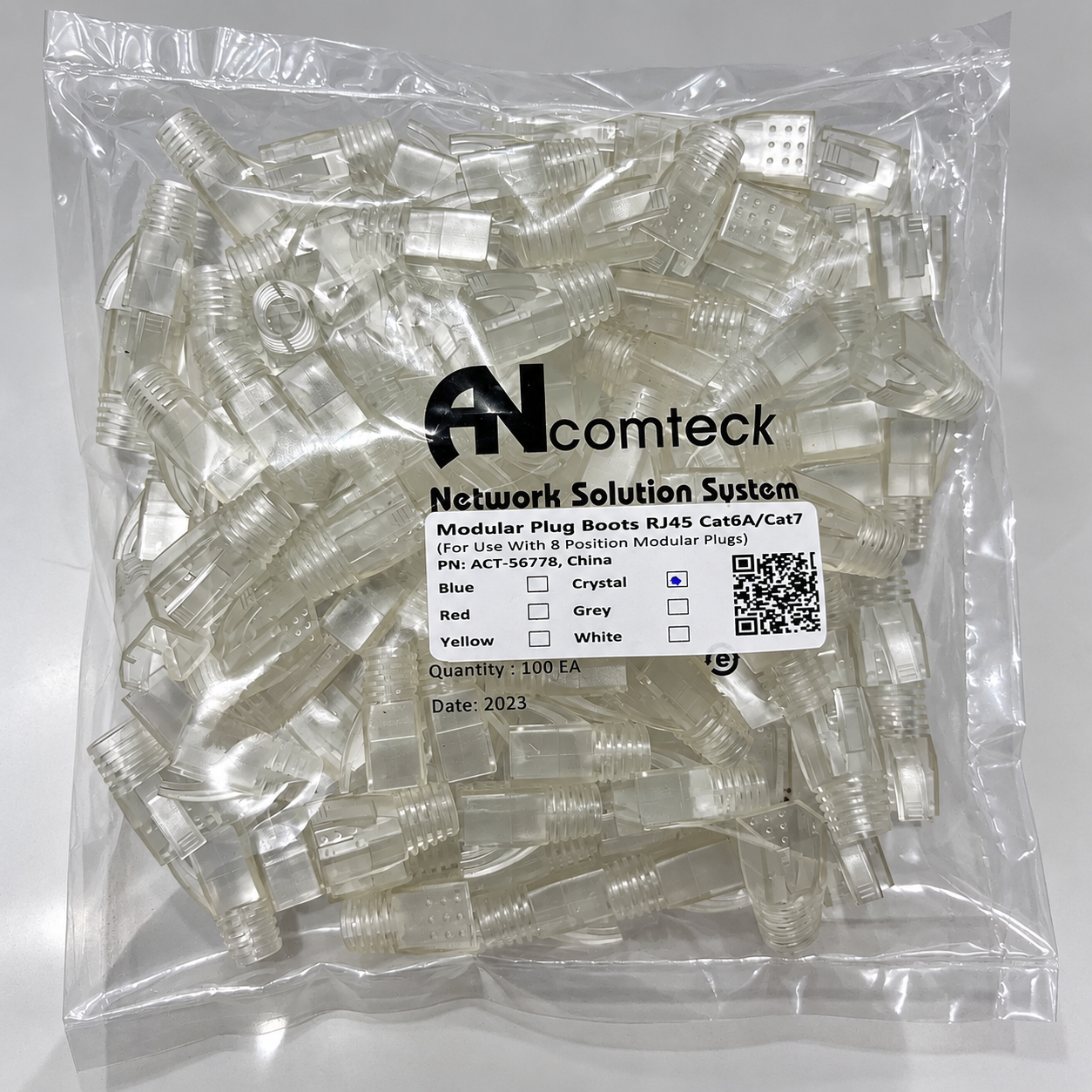 CHỤP MẠNG CAT6A, CAT7, CAT8 ANCOMTECK ACT-BC678-P100 màu trong suốt