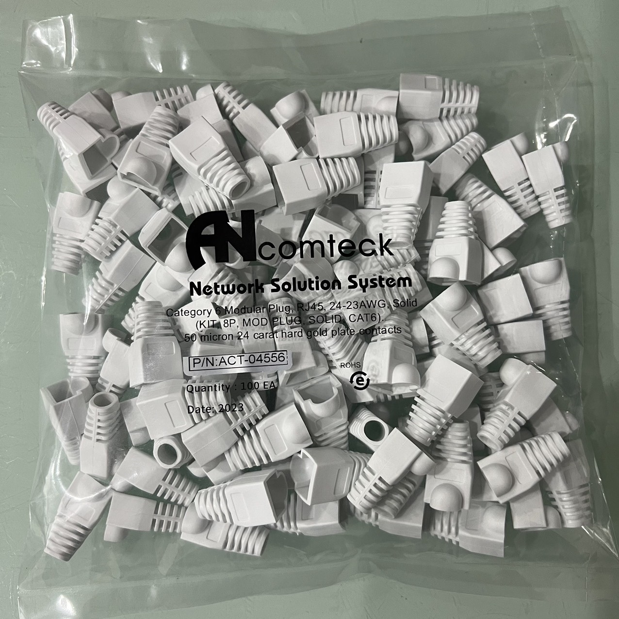 ĐẦU CHỤP MẠNG CAT5E, CAT6 màu trắng, ghi  ACT-04556