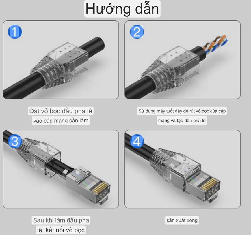 Chụp mạng cho cáp mạng lõi to CA6A. CAT7. CAT8, ngoài trời, liền nguồn