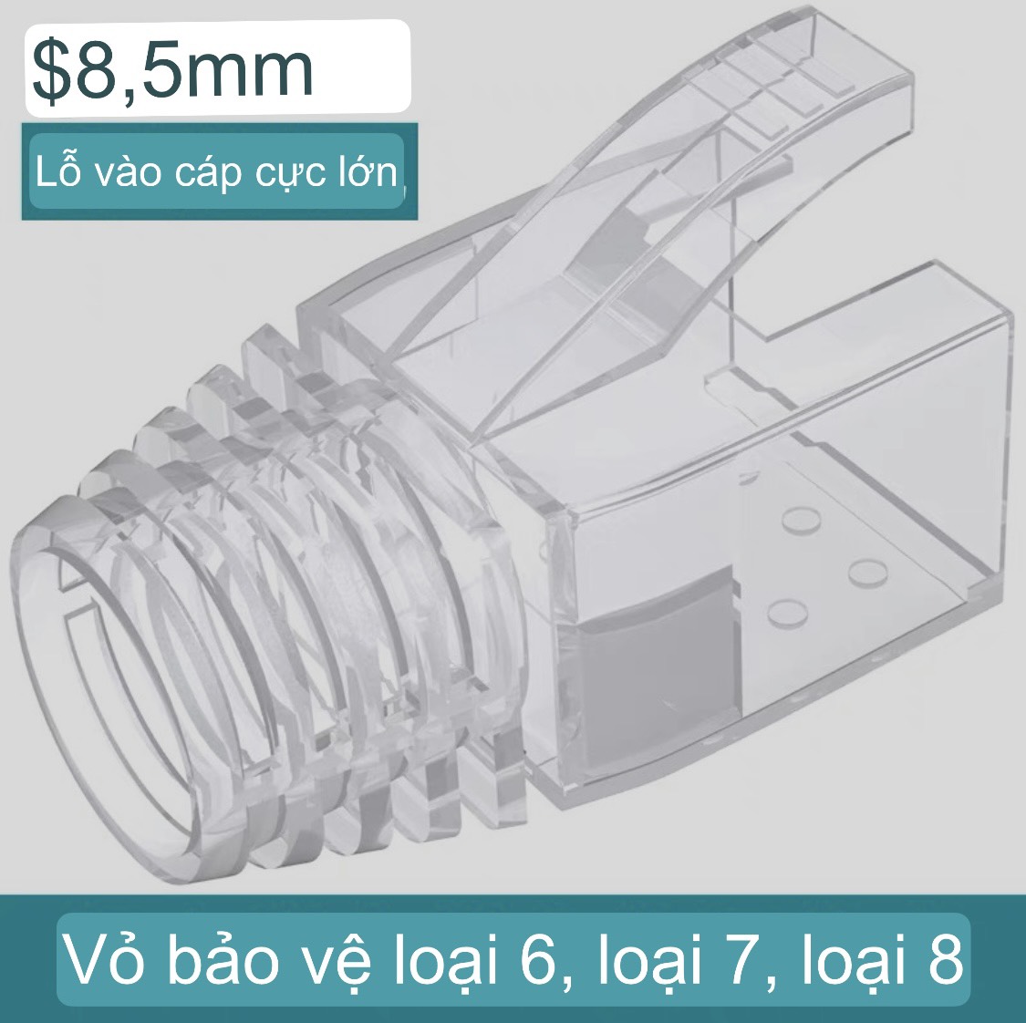 Chụp mạng cho cáp mạng lõi to CA6A/CAT7/CAT8, ngoài trời, liền nguồn