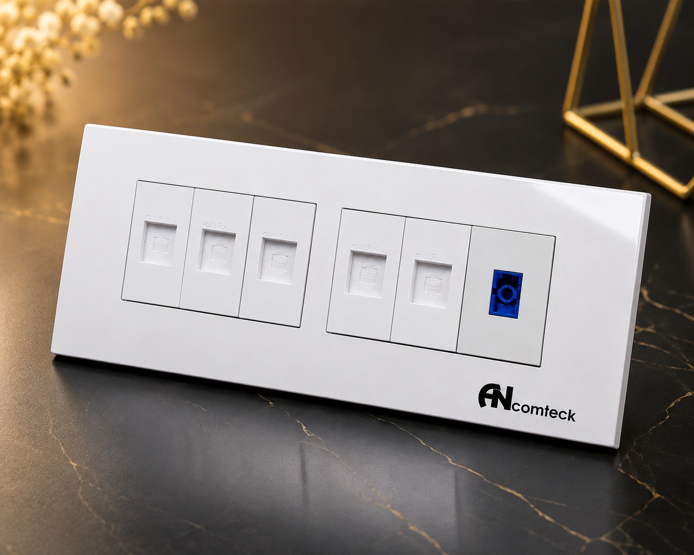 Mặt 6 Cổng ANCOMTECK ACT-6UL-006 - Wallplate 6 Port