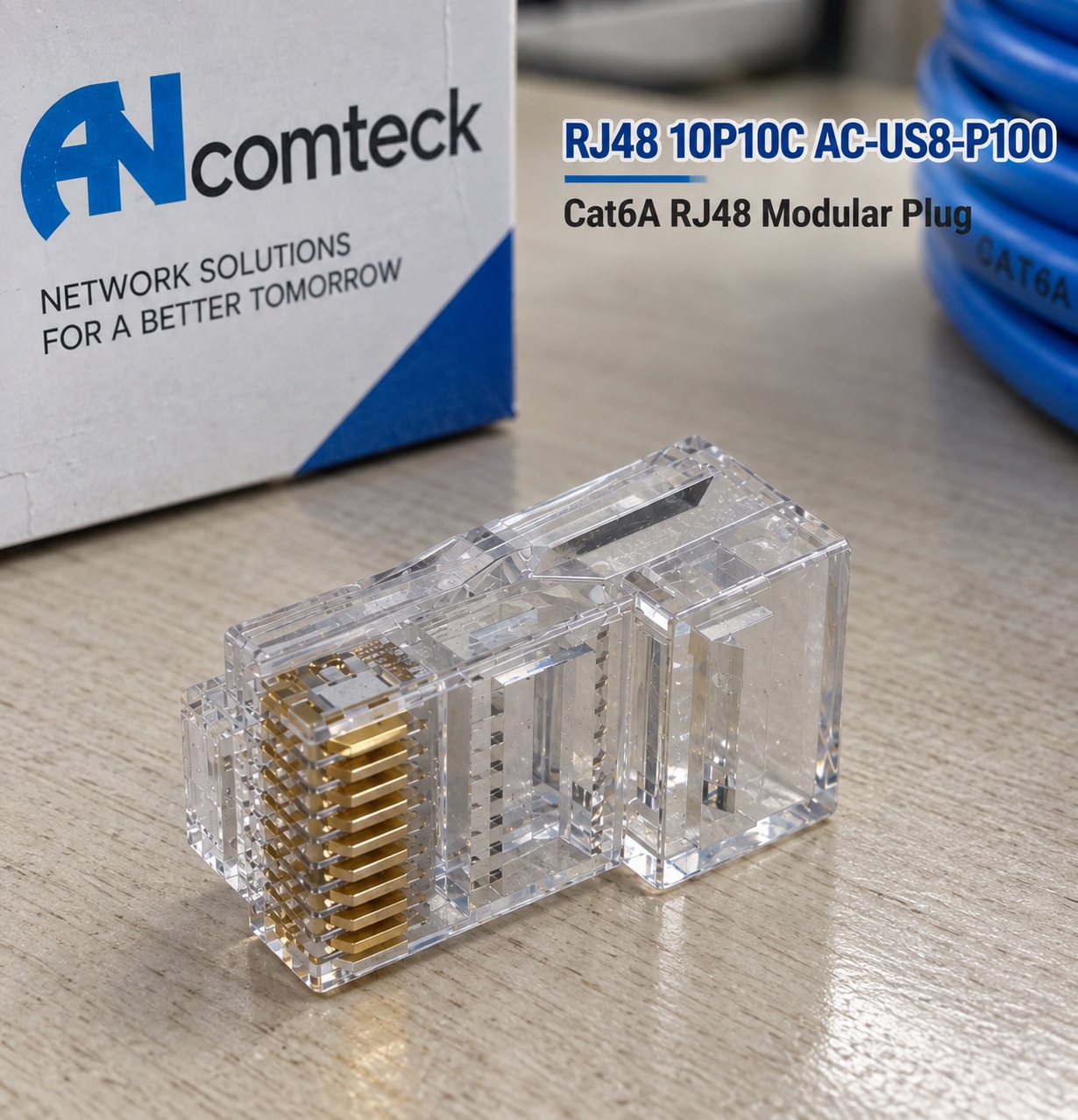 Đầu Bấm Mạng RJ48 10P10C 10 Chân Ancomteck AC-US8-P100