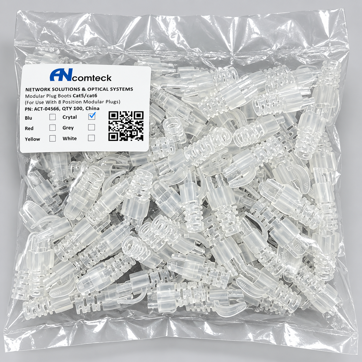 ĐẦU CHỤP MẠNG CAT5E, CAT6 lẫy gài crytal  ACT-04566CR