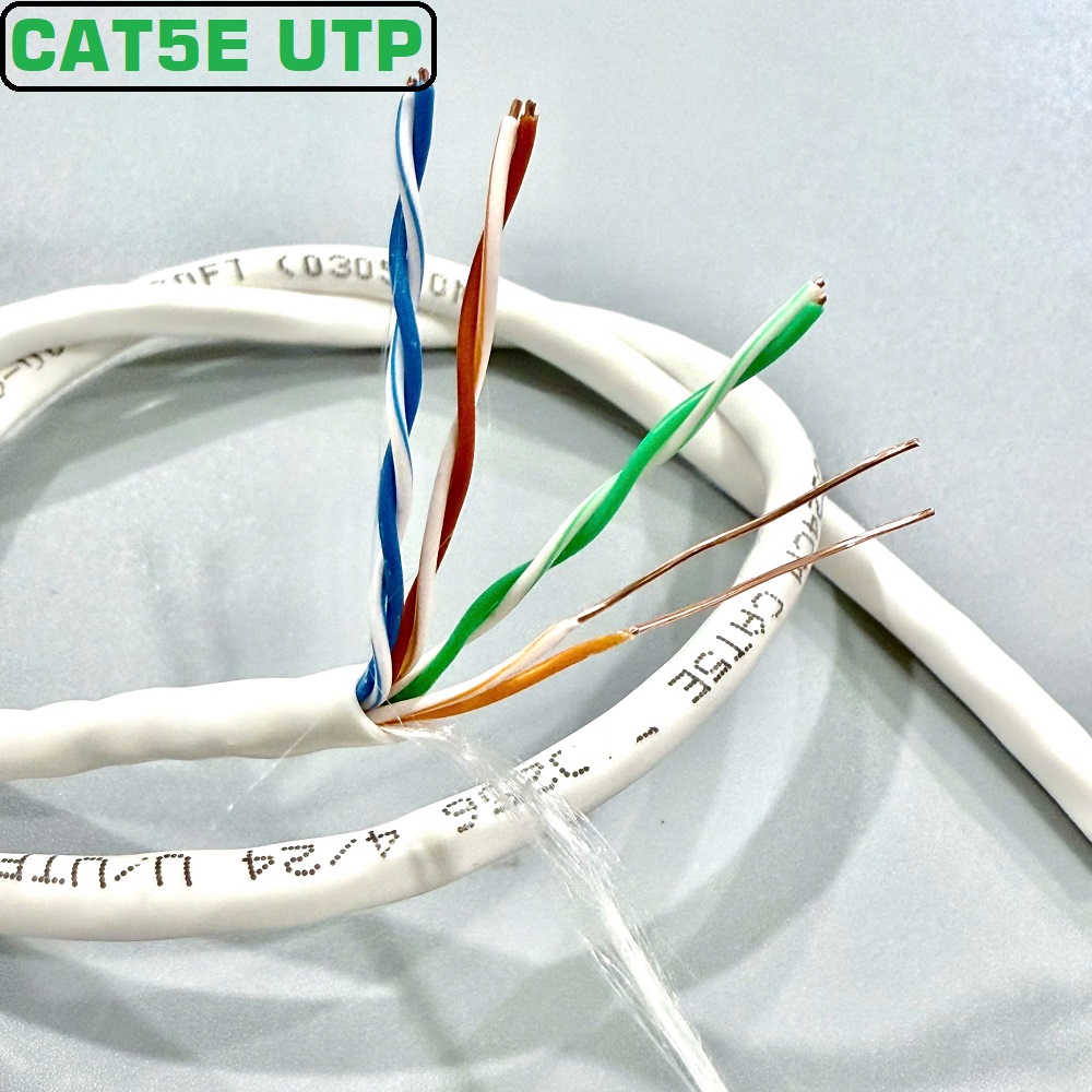 Dây cáp mạng Cat5e UTP lõi đồng nguyên chất chuẩn 24AWG chính hãng Ancomteck ACT-5LAN-305WT