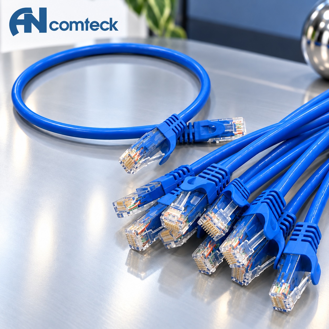 DÂY NHẢY PATCH CORD 1M CAT5e UTP lõi đồng, dây đúc hiệu Ancomteck ACT-LAN-5E01BLD