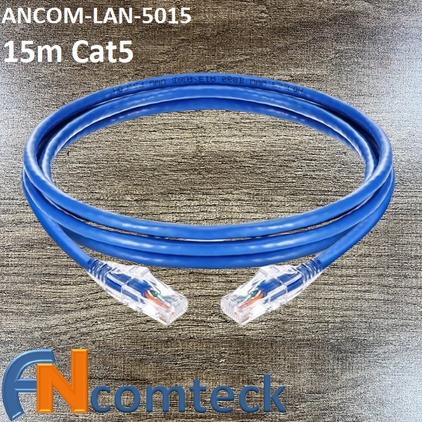 Dây nhảy patch cord CAT5 loại 15m ANCOMTECK - màu xanh: ACT-LAN-515