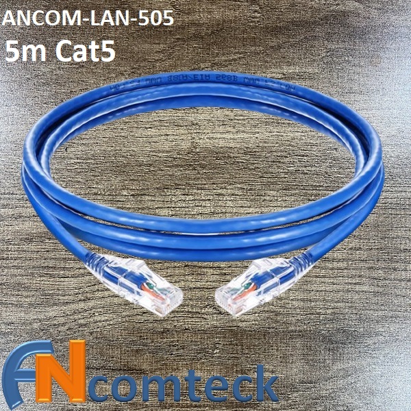 Dây nhảy patch cord CAT5 loại 5m ANCOMTECK - màu xanh: ACT-LAN-505