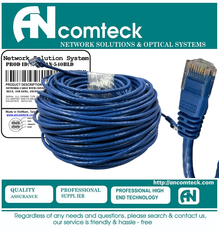 DÂY NHẢY PATCH CORD CAT5 UTP 40M lõi đồng 100%, dây đúc máy ACT-LAN-540BLD