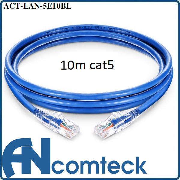 Dây nhảy patch cord 10m cat5 lõi đồng 100%, pass Fluke  ACT-LAN-5E10BLB ANCOMTECK