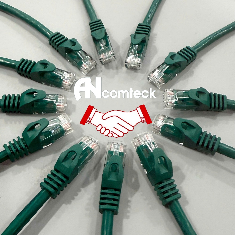 DÂY NHẢY PATCH CORD CAT6 UTP 0.2M lõi đồng 100% pass Fluke đầu đúc ACT-LAN-6002 20cm màu xanh