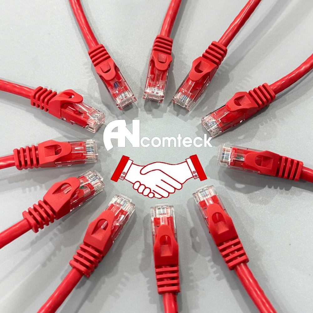 DÂY NHẢY PATCH CORD CAT6 UTP 0.2M lõi đồng 100% pass Fluke đầu đúc ACT-LAN-6002 20cmmàu đỏ