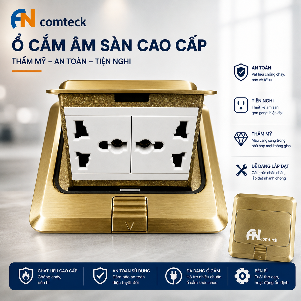 ĐẾ ÂM SÀN 2 Ổ ĐIỆN mã ACT-FL, WEV1582SW