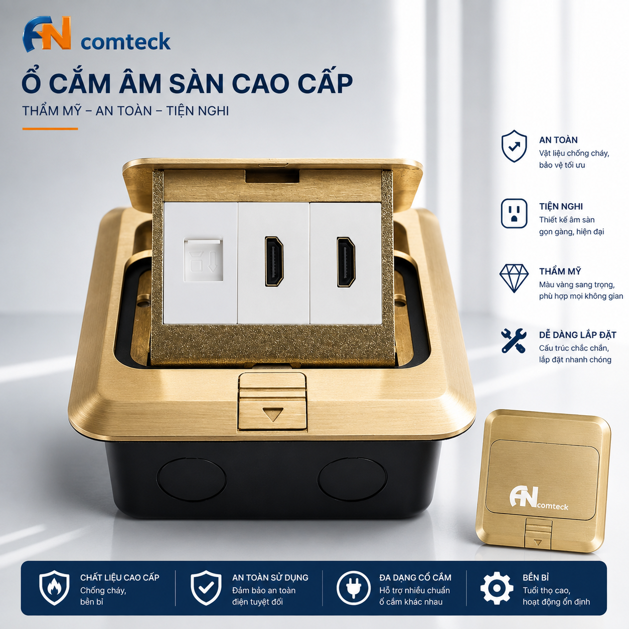 ĐẾ ÂM SÀN HDMI+HDMI+LAN mã  ACT-FL, ACT-WH1080-T128, ACT-6U-002