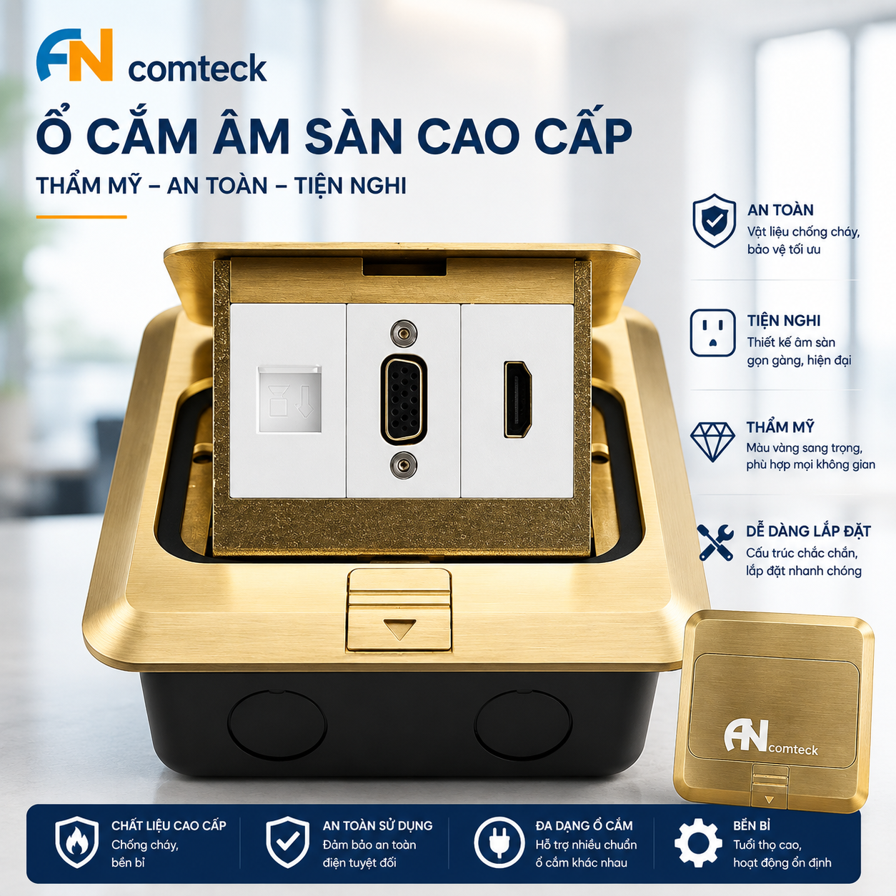 ĐẾ ÂM SÀN HDMI+VGA+LAN mã ACT-FL, ACT-WH1080-T128, ACT-WV120-T128,  ACT-6U-002