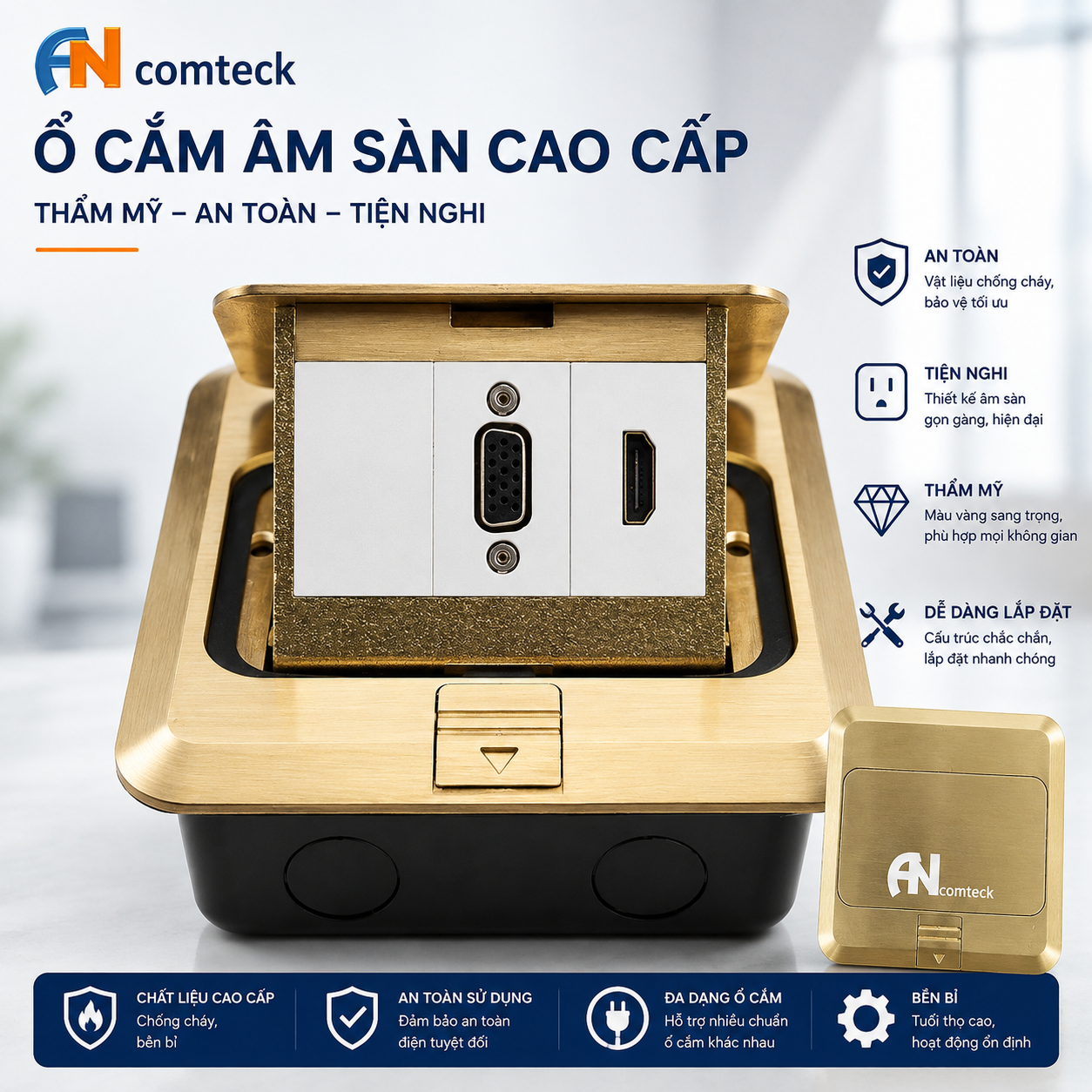 ĐẾ ÂM SÀN HDMI+VGA mã ACT-FL, ACT-WV120-T128