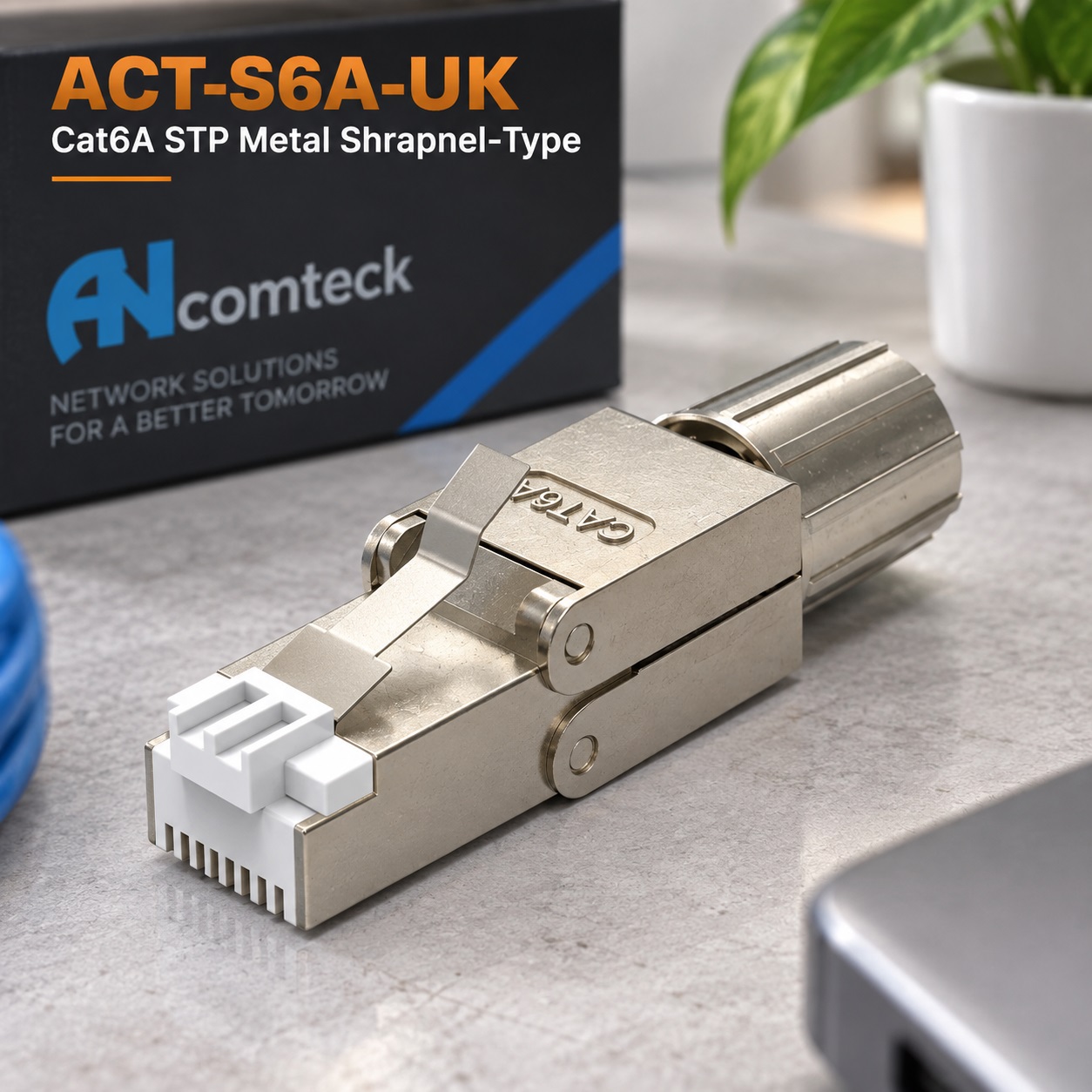 Hạt công nghiệp CAT6A không dùng TOOL Ancomteck chuẩn công nghiệp , mã hiệu ACT-S6A-UK