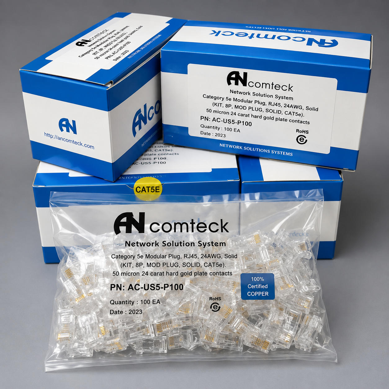 Hạt mạng Cat5E UTP ANCOMTECK AC-US5-P100