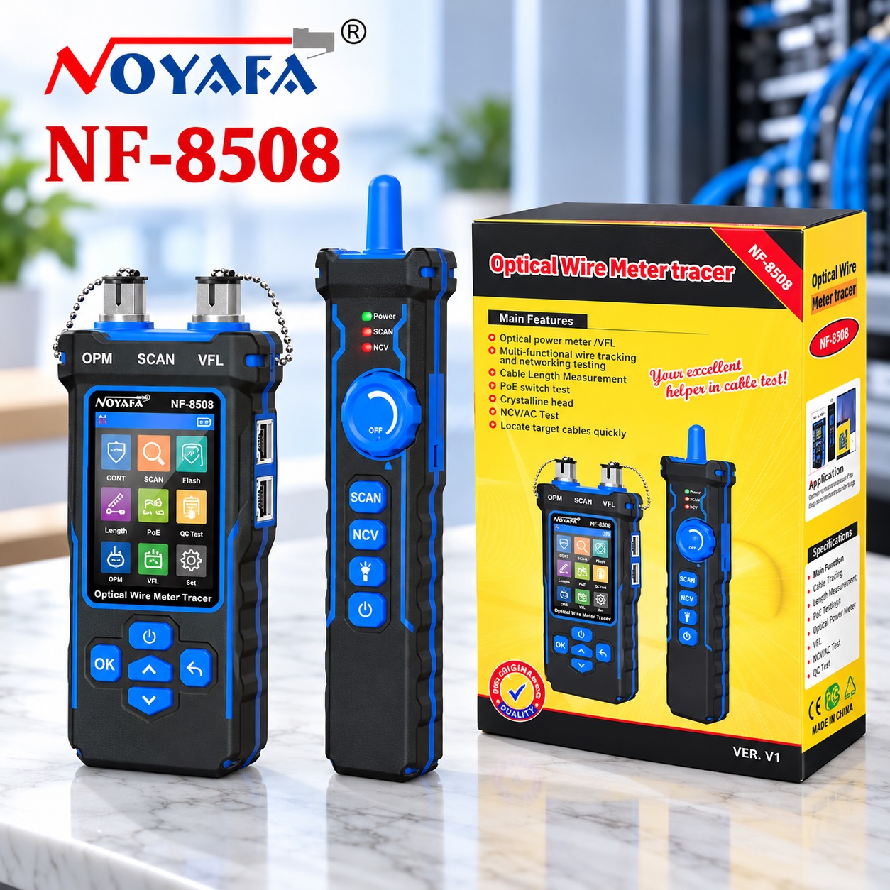 NF8508 - Máy test kiểm tra cáp mạng kèm đo công suất quang NOYAFA(Kiểm tra đứt sợi, hư hỏng)
