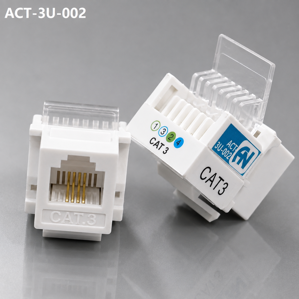 Nhân điện thoại RJ11 CAT3 chuẩn ngang hiệu Ancomteck, mã ACT-3U-002