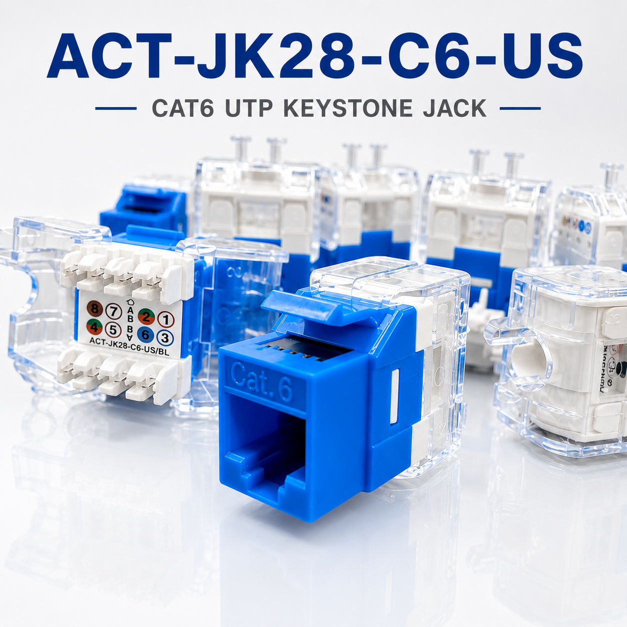 ổ cắm mạng RJ45  CAT6 UTP hiệu Ancomteck, mã  ACT-JK28-C6-US