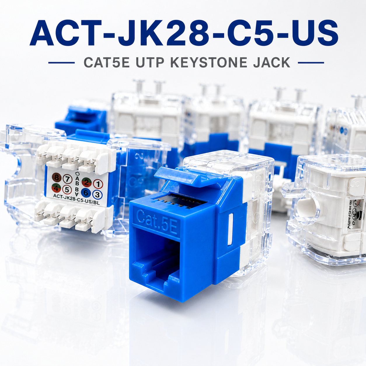 ổ cắm mạng RJ45 CAT5e UTP hiệu Ancomteck, mã ACT-JK28-C5-US