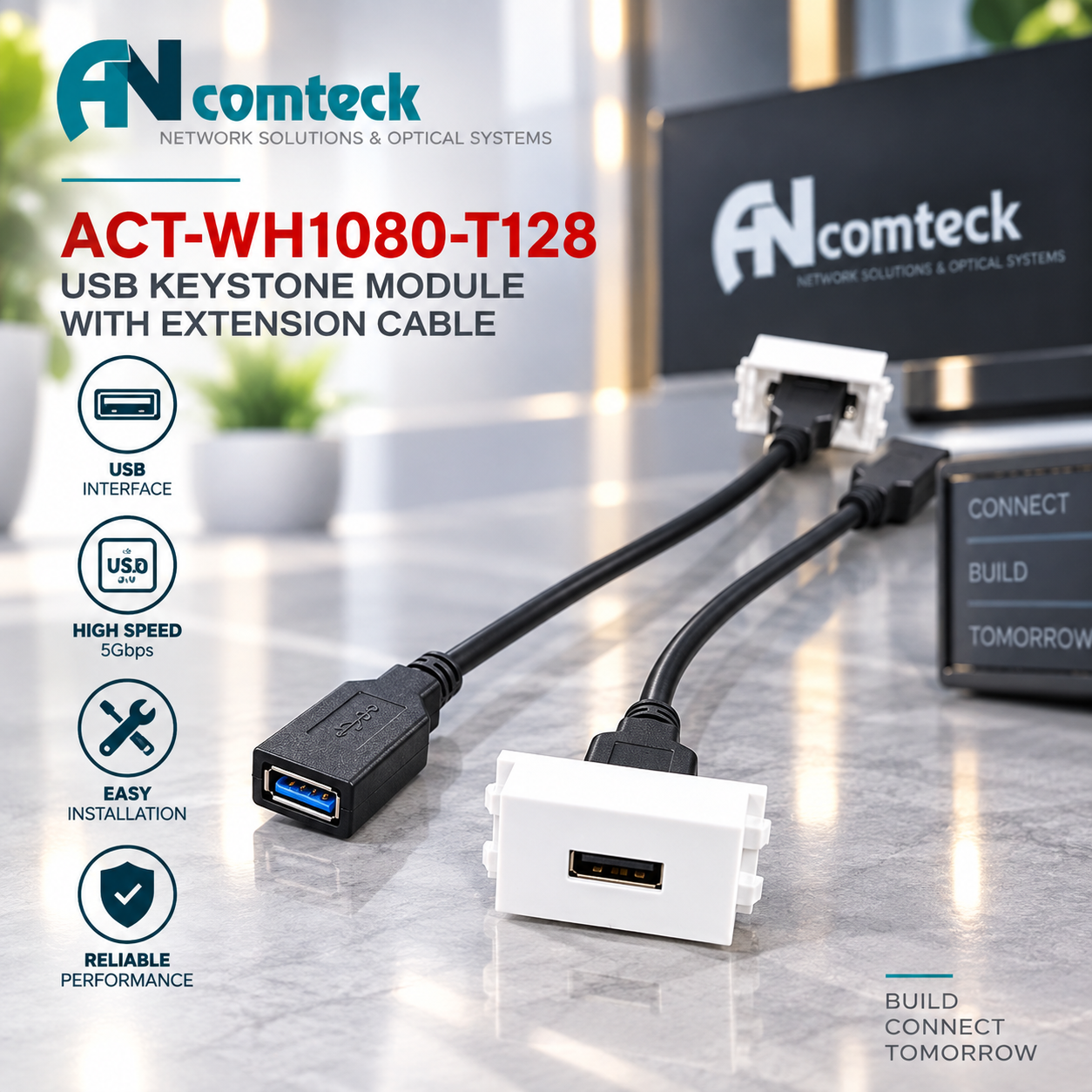 Ổ cắm USB 3.0 âm tường Ancomteck ACT-U1080-L20 5Gbps