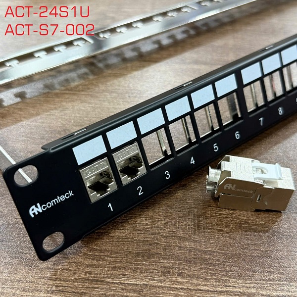 Thanh đấu nối mạng âm tường 24 cổng CAT7 FTP mã ACT-24S1U, ACT-S7-002 ANCOMTECK