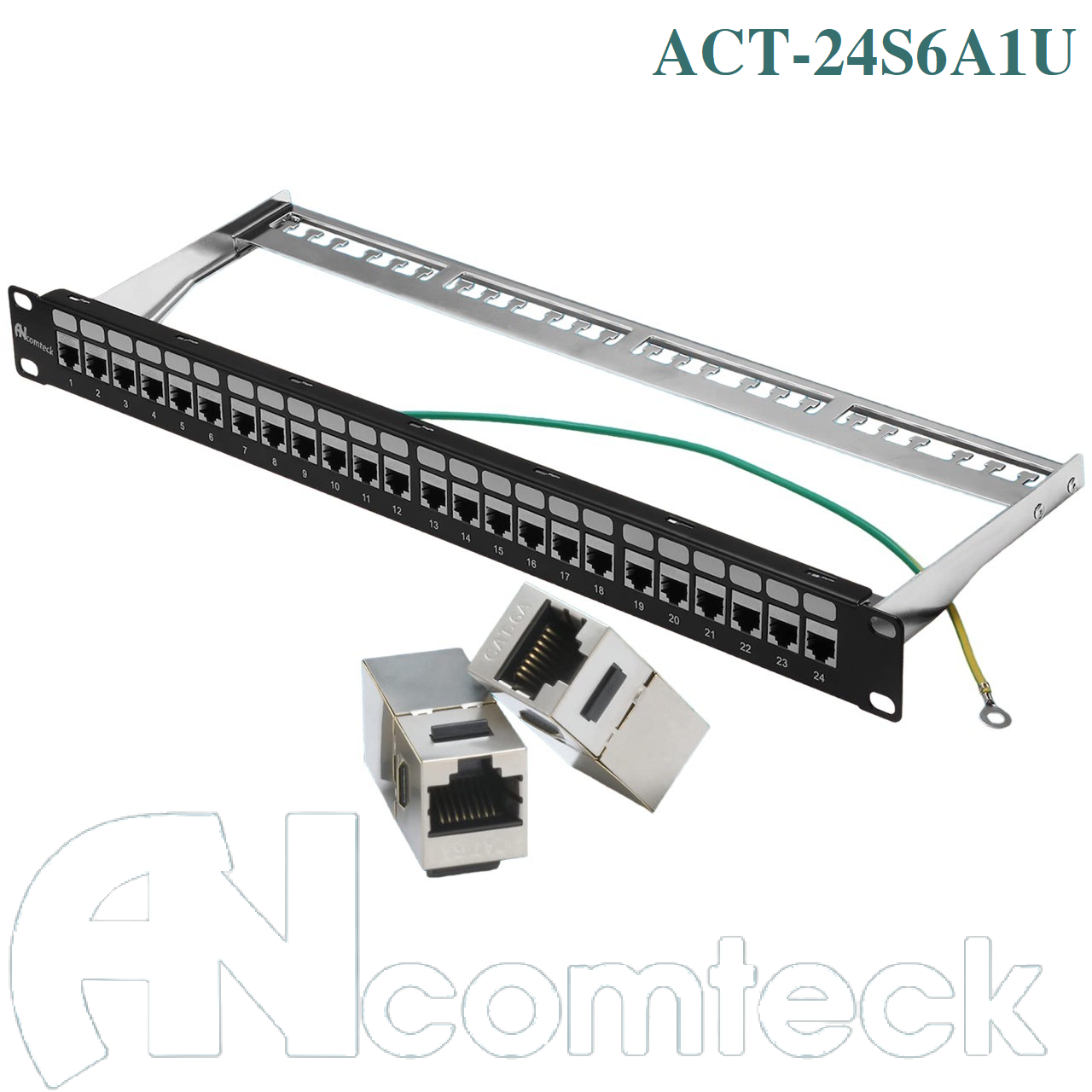 Thanh đấu nối mạng PATCH PANEL STP 24 cổng CAT6A  mã ACT-24S1U, ACT-6A-88  ANCOMTECK