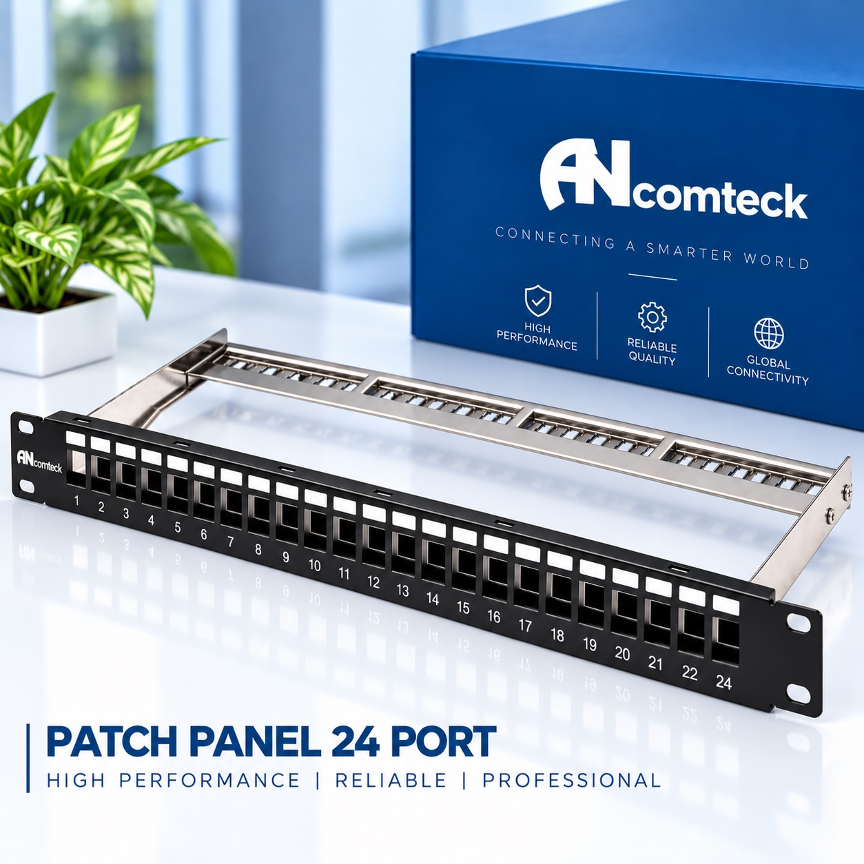 Thanh rỗng đấu nối patch panel 24 cổng Ancomteck mã ACT-24S1U