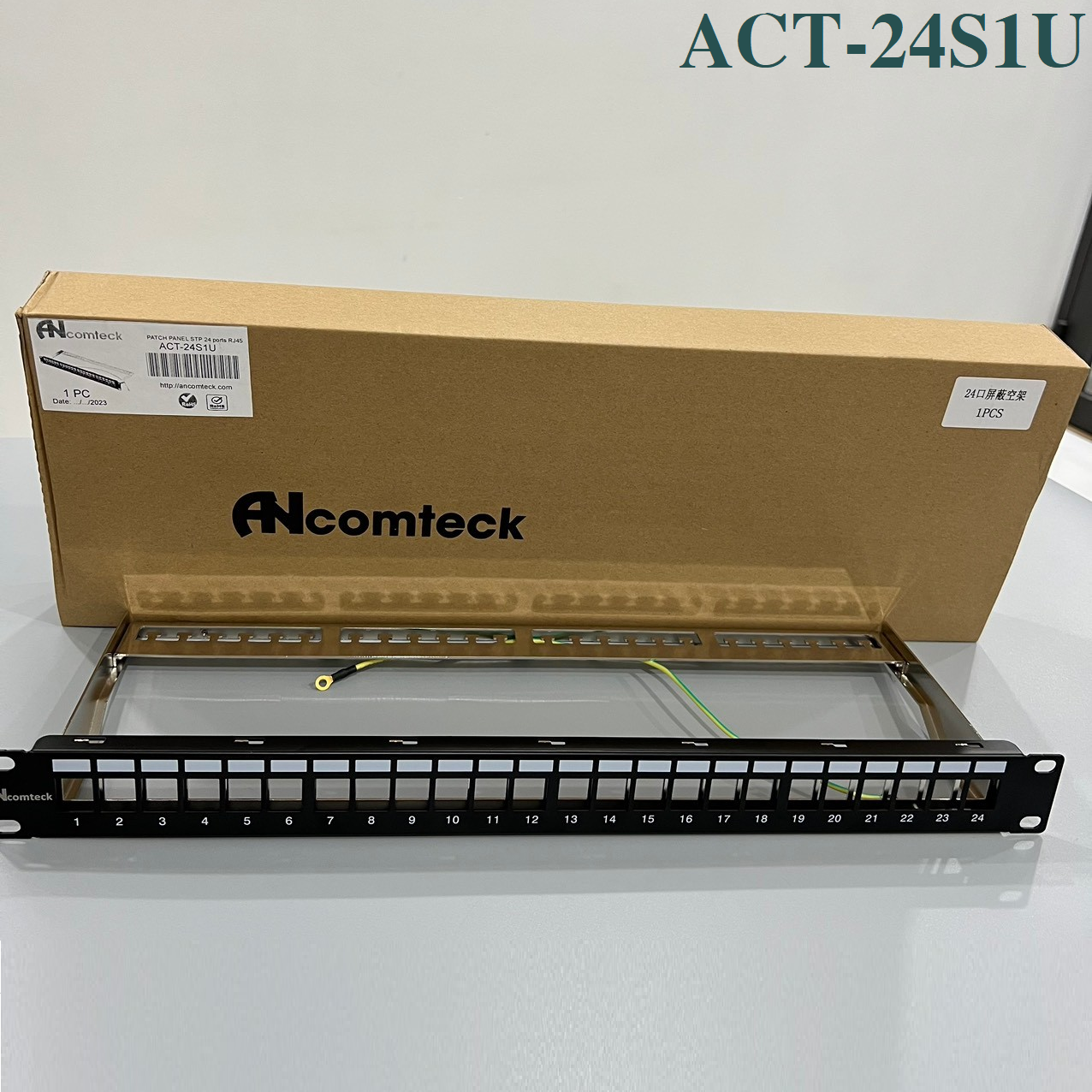 Thanh đấu nối mạng âm tường 24 cổng CAT7 FTP mã ACT-24S1U, ACT-S7-002 ANCOMTECK